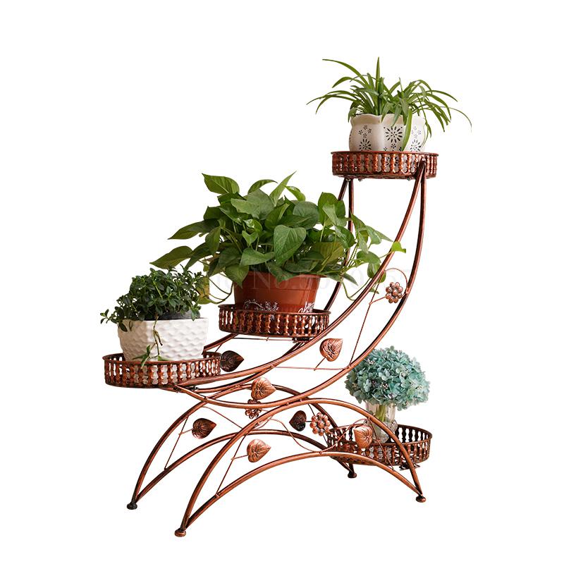 Europeisk flerlags belteløs smijerns blomsterhyllestativ montering hjørne stue balkong enkel hage bonsai ramme