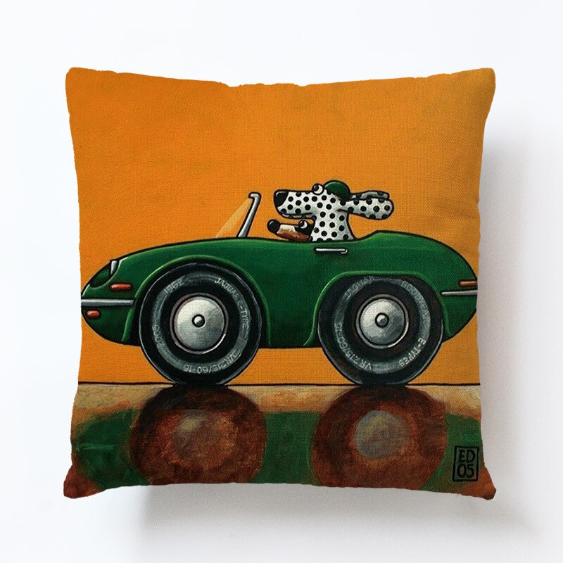 Novel Cartoon Hond Auto Bus Kampeerders Kussenslopen Siësta Kussenhoes Decoratie Sofa Rugleuning 45X45Cm Baby Kids: D2