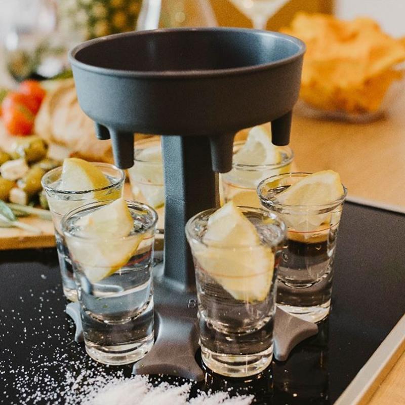 Mintiml fusil de chasse distributeur de verre à 6 coups et support/transporteur Caddy distributeur d'alcool de fête jeux à boire verres à liqueur
