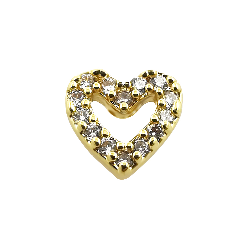 JHJT 1PC Heart Dermal Anchor Top with Titanium Base Micro Dermal Piercings CZ Skin Diver Surface Implants Sexy Jewelry