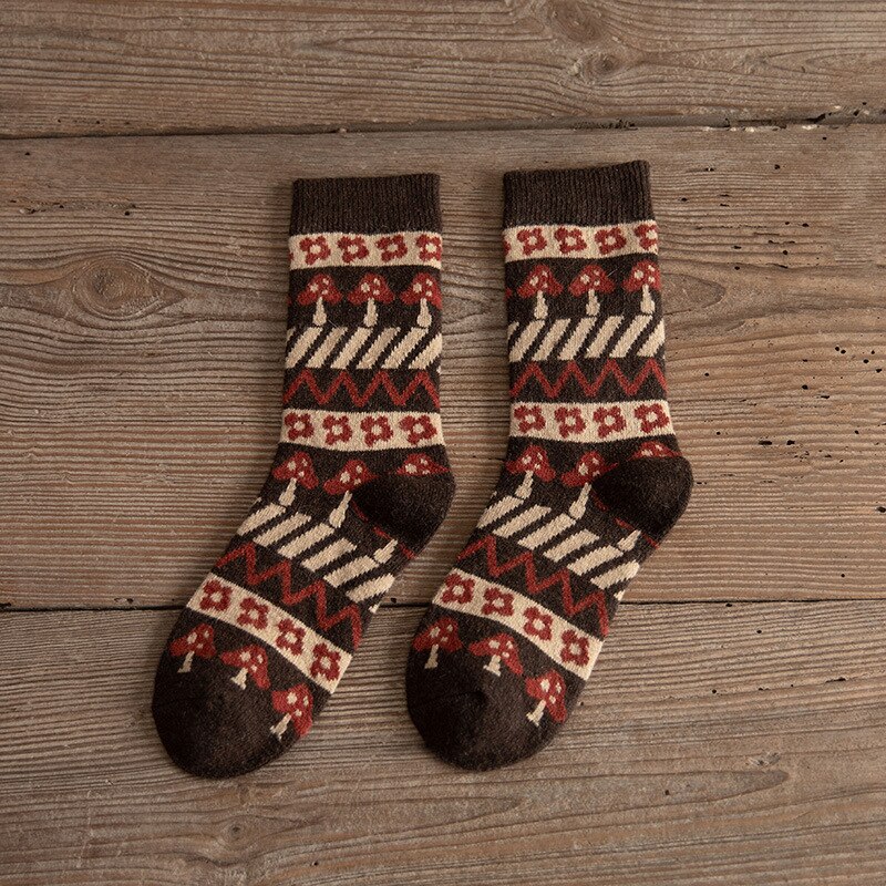 Calcetines gruesos de lana para mujer, medias de tubo informales, de algodón, cómodos y cálidos, para Otoño e Invierno: D