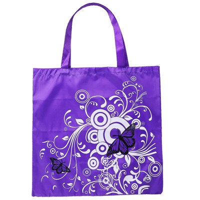 Bolsas de compras reutilizables impermeables para mujer, bolso plegable Oxford, tela de Estampados de flores de mariposa ecológica, bolsa de la compra: Púrpura
