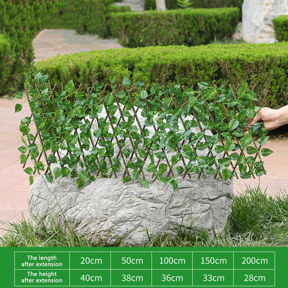 Garden Simulation Fence Decoration Privacy Wood With Artificial Green Leaf Retractable Extension Fencing For Courtyard Decor