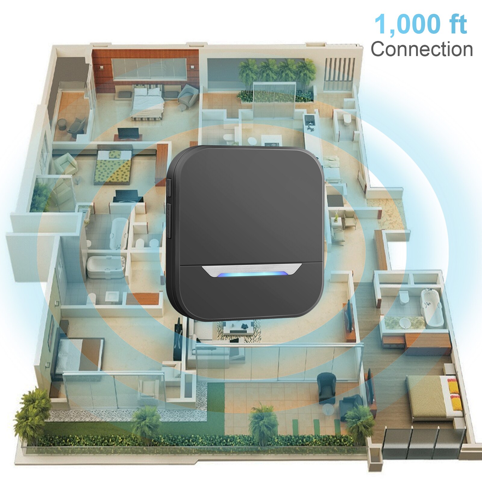 Wireless Door Ring Waterproof Electronic Doorbell Chime For Home Office Security Door Bell For 300m Range Door Phone Apartment