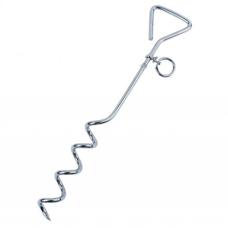 Outdoor Dog Training Stakes Metal Galvanized Chrome-Plated Pet Leash Dog Ground Stake Dog Garden Fixed Stake Pet Supplies