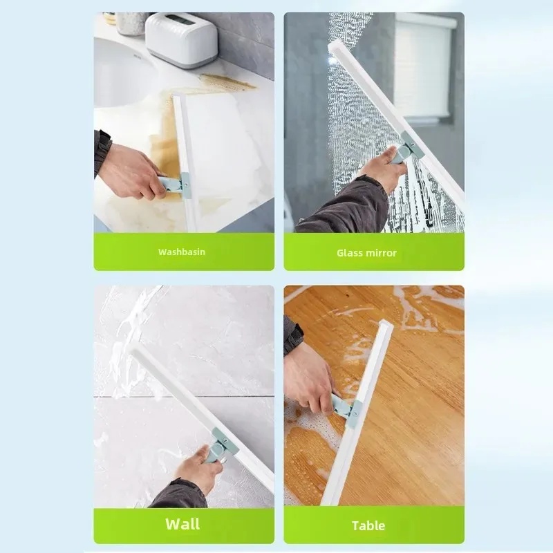 Escoba mágica de silicona para suelo de baño, rascador de limpieza para el baño del hogar, mango de plástico, uso seco y húmedo dos en uno