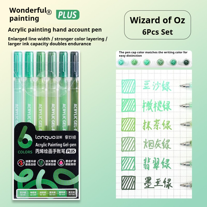 Languo 6Pcs/set Acrylic Painting Handbook Pens Multi-Color Gel Pen Student Neutral Pen Writing Drawing Marker Pens Stationery: PURPLE