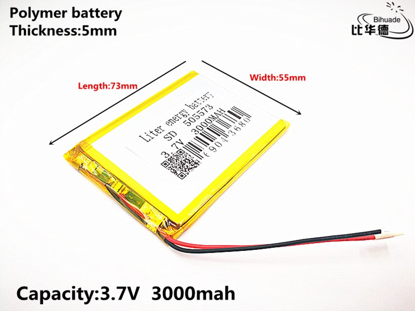 Bateria de energia litro boa qualidade 3.7v, 3000mah, 505573 íon de lítio polímero/bateria li-ion para brinquedo, power bank, gps, mp3,mp4