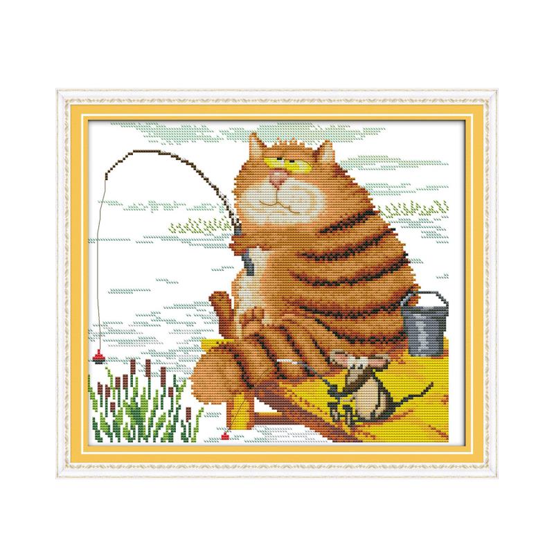 Kit Broderie Point De Croix 'Amis Des Chats - Bienvenue' Neuf