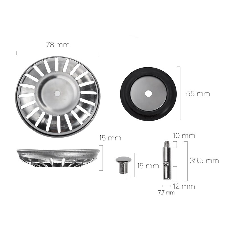 78-84MM Bathroom Sink Strainer 304 Stainless Steel Water Stopper Sink Water Filter Plug Kitchen Sink Accessories Kitchen Tools: 78mm