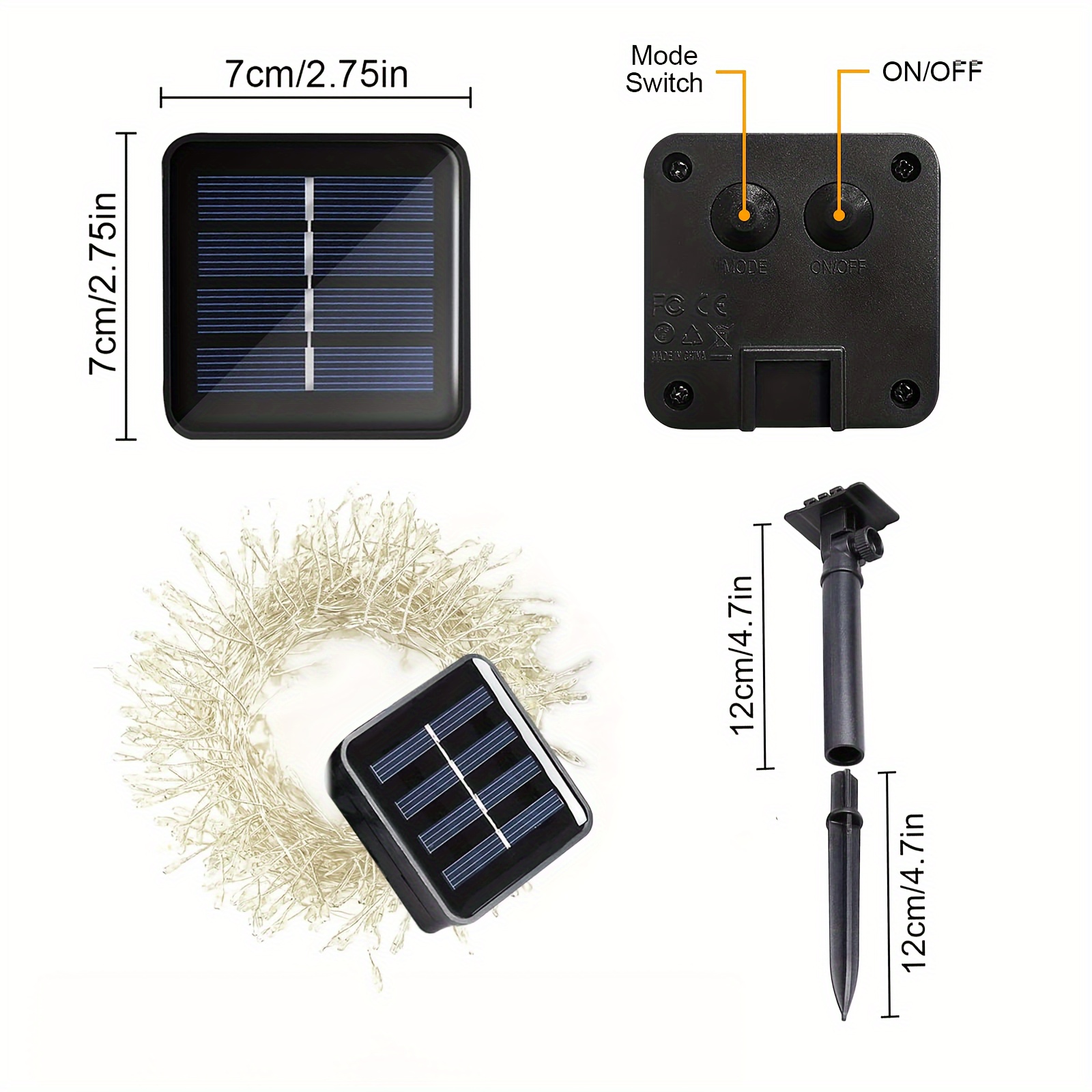 Outdoor waterdichte lamp op zonne-energie LED-lichtslingers 8 modi voetzoeker sprookjeslicht voor terras balkon tuin kerstdecor
