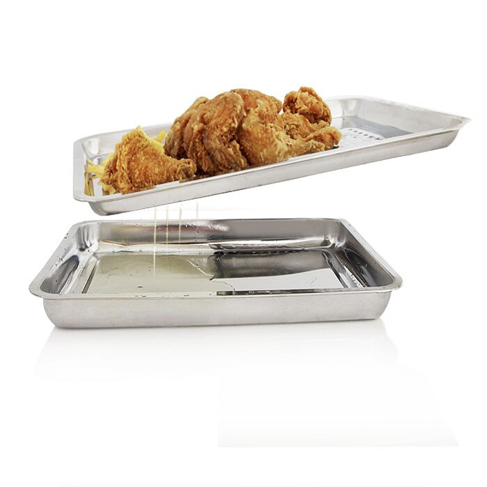 Stainless Steel Square Thickened Magnetic Punchedplate Tray Dish Barbecue Rice Baking Plate Cookie sheet Toaster Oven Tray Pan