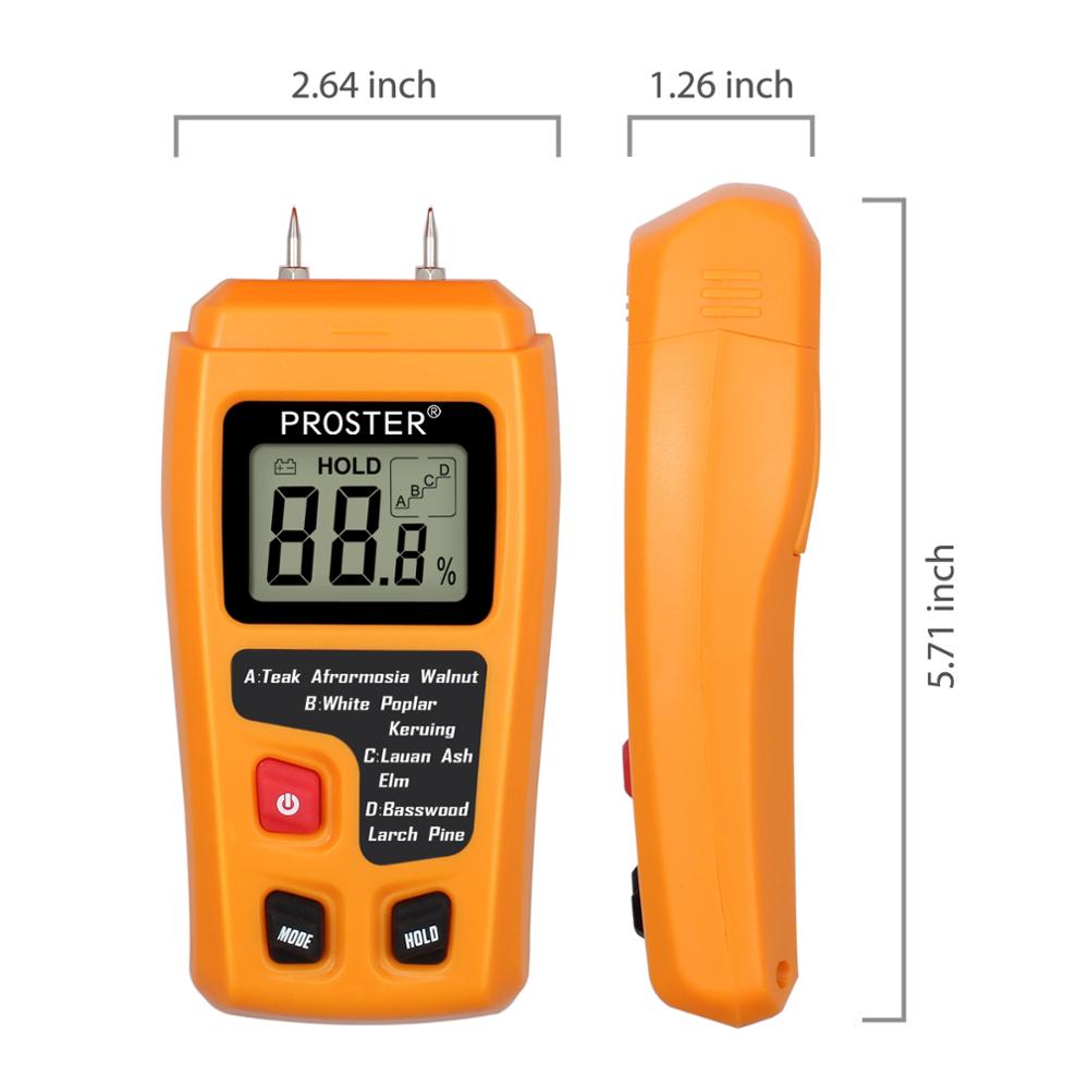 Proster przenośny miernik wilgotności drewna 0.5% dokładność higrometr drewna drzewo gęstości cyfrowy próbnik elektryczny karton pomiaru