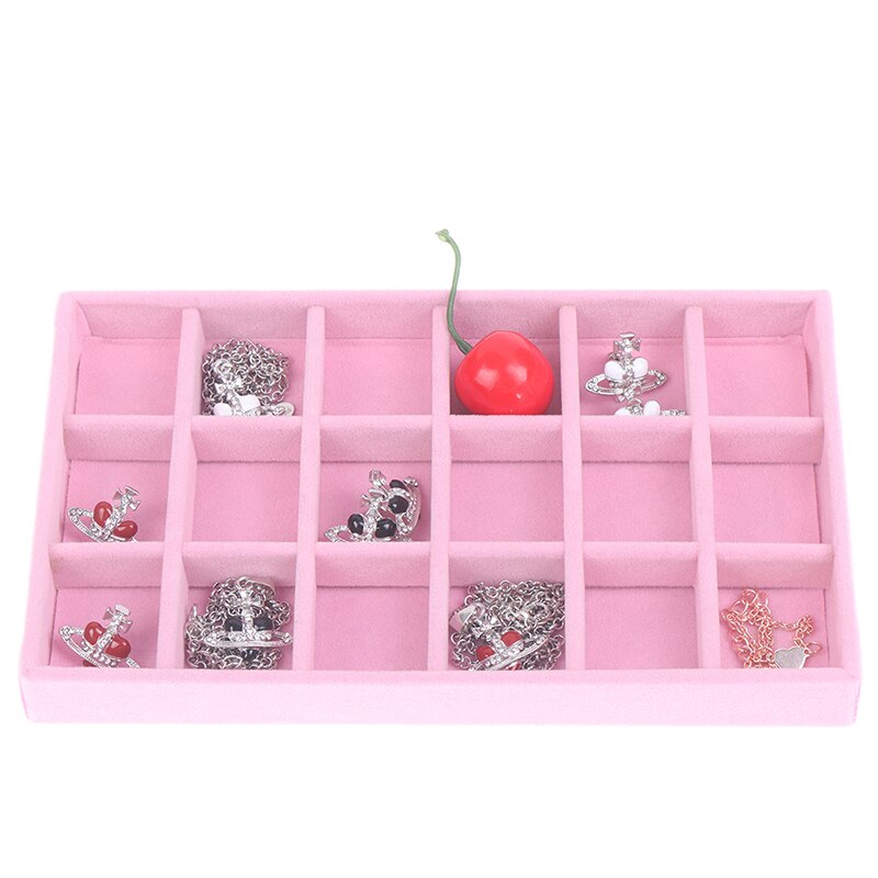 Pink Velvet Stackable Jewelry Display Tray Case for Jewellery Organizer Box Jewerly Organizer Jewelry Storage