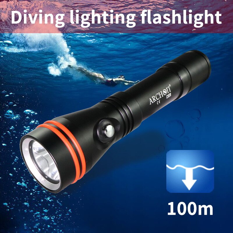 Linterna de buceo arcon C10R, linterna de buceo con carga USB, chip LED CREE de 1200 lúmenes, impermeable, lámpara de iluminación para buceo de 100m