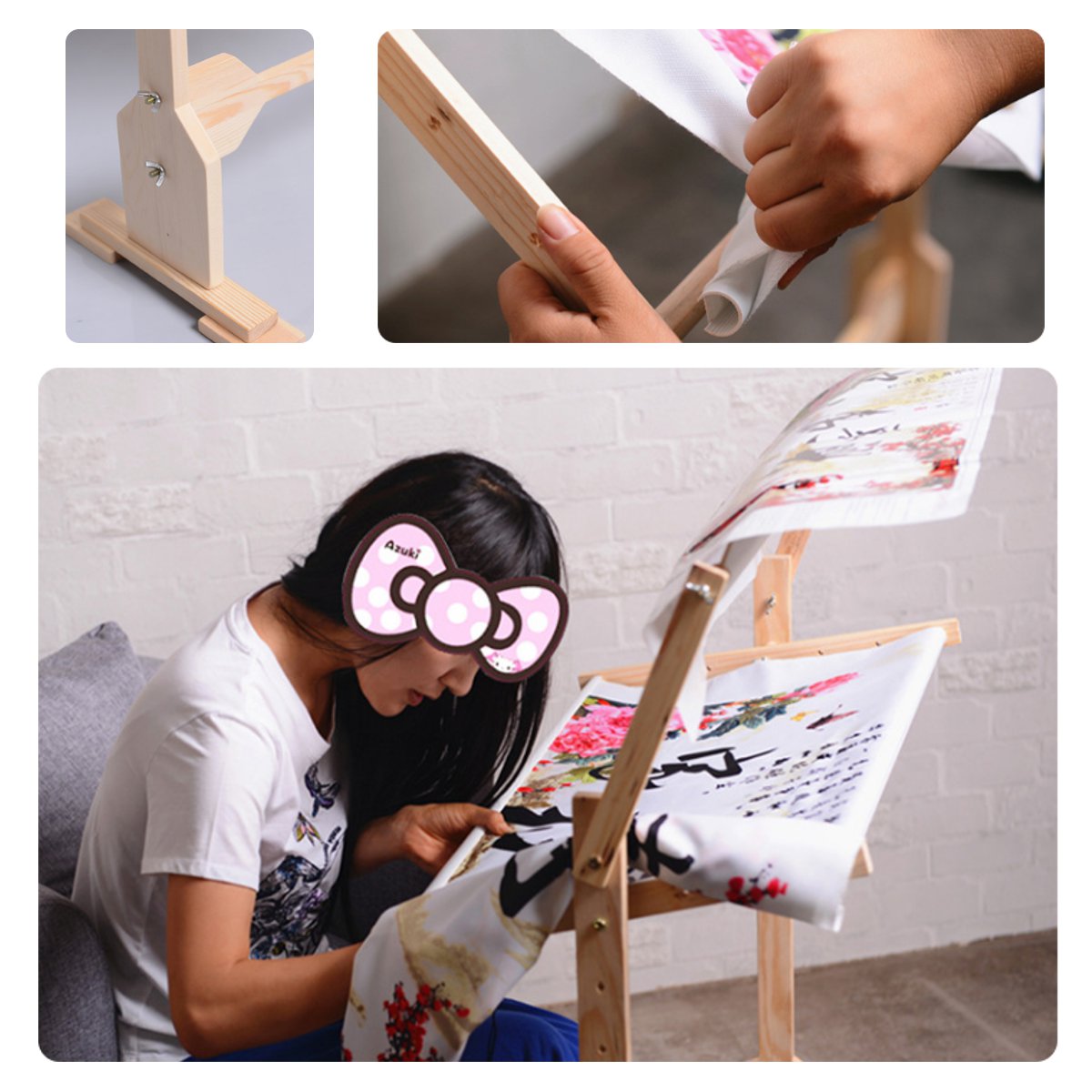 3 Size Adjustment Solid Wooden Frames Tabletop Cross Stitch Frame Embroidery Floor Stand for Needlework Sewing Handmade Tools