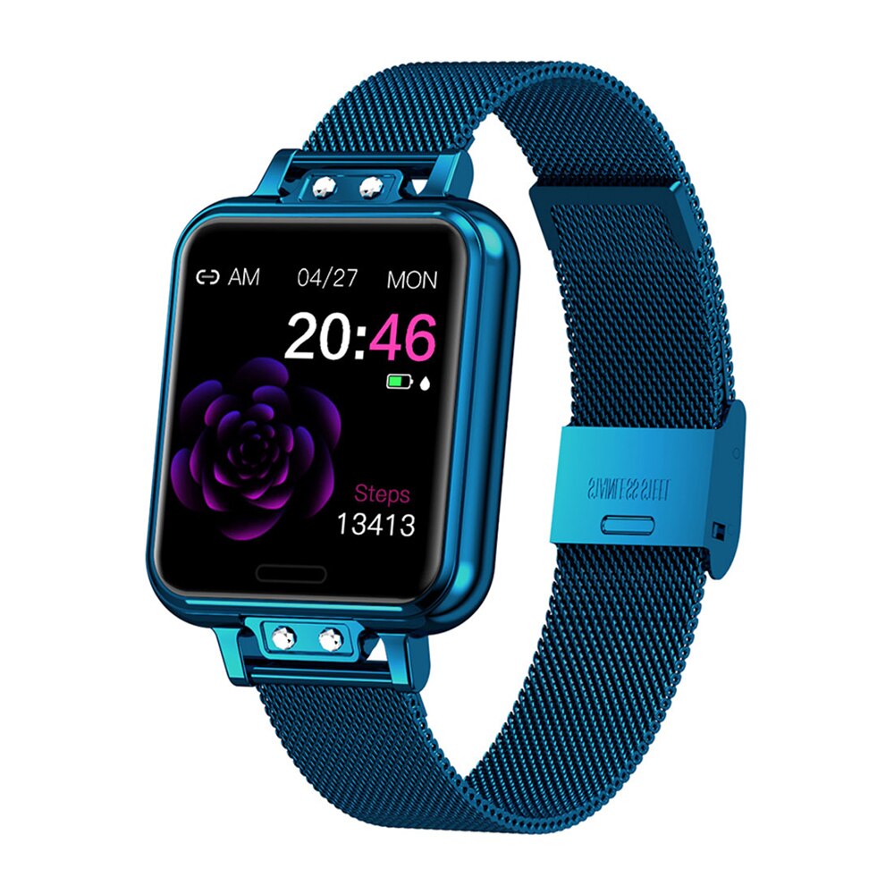 Smart Uhr Frauen LW07 Smartwatch Rose Gold Fitness Armband Voller Touch IP67 Wasserdicht für Damen Mädchen H8 Pro MK20 ZL13: Blue ZL13