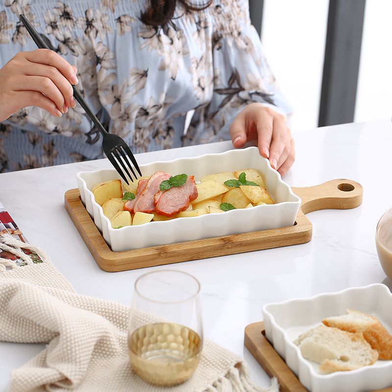 600ml Japanese Keramik gebacken Käse gebacken Reis Gericht mit Bambus Matte einfach Haushalt Frucht Sushi Ramen Gericht Küche Geschirr
