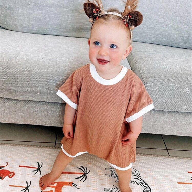Summer Newborn Baby Rompers Soild Color Jumpsuits Waffle Boys Clothes Girl Cotton Short Sleeve Infant Boys Romper 0-24 Months