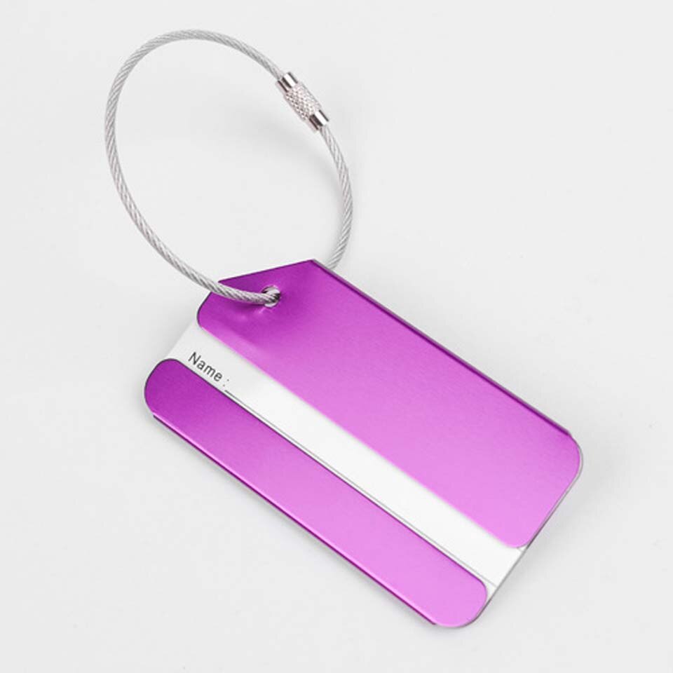 Caixa de alumínio De Metal Acessórios de Viagem Sacos de Bagagem Bagagem Mala Mochila Endereço de Suporte de Etiqueta Etiquetas de Nome para As Mulheres Homens: purple