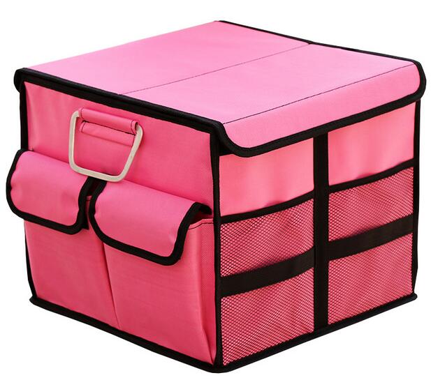 Car storage box car organizer bag trunk folding Multi-function home storage box Car backup storage box Trunk box bag: Pink