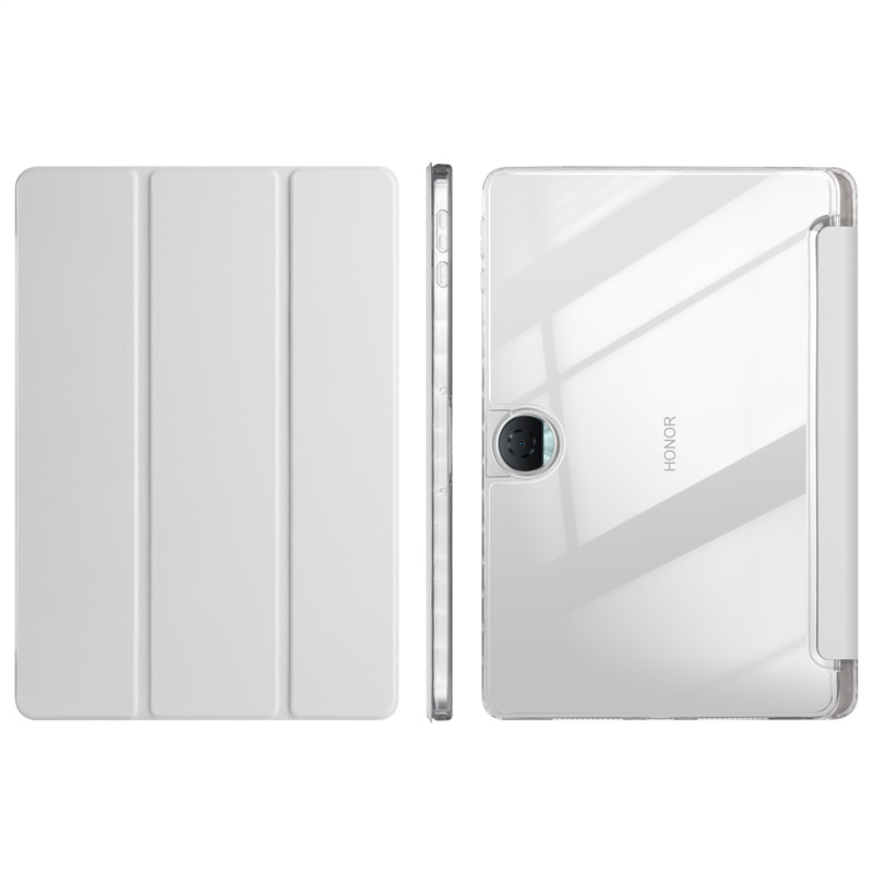 Étui en cuir à trois volets pour Honor Pad 9 12.1 ", coque de tablette à support arrière rigide, étui en acrylique transparent avec porte-stylo, 12.1: Bleu