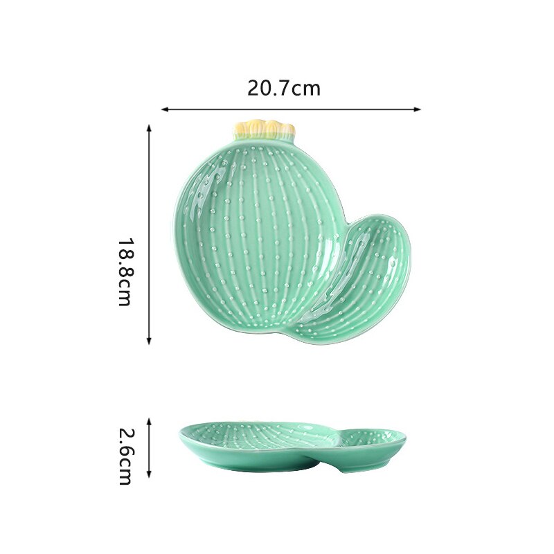 Vajilla de cerámica creativa de estilo nórdico para el hogar, plato bonito de Cactus y planta, tazón para desayuno, vajilla para aperitivos, plato para ensalada y fruta