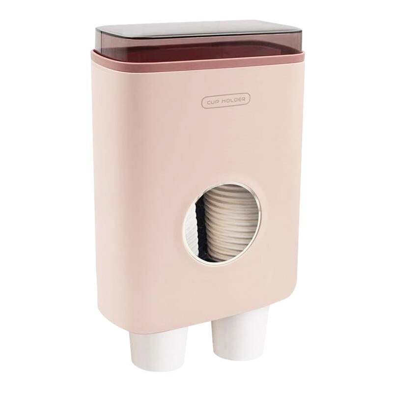 Dispensador de vasos de agua montado en la pared, soporte de vasos de papel de 3Oz-8Oz: Pink