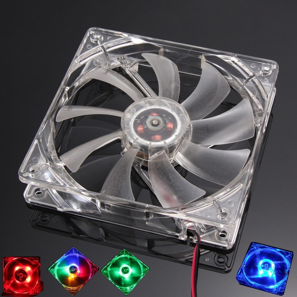 PC ventilador de computadora Quad 4 luz LED 120mm PC caja de la computadora 12V ventilador de refrigeración Mod conector Molex silencioso ventilador de fácil instalación colorido