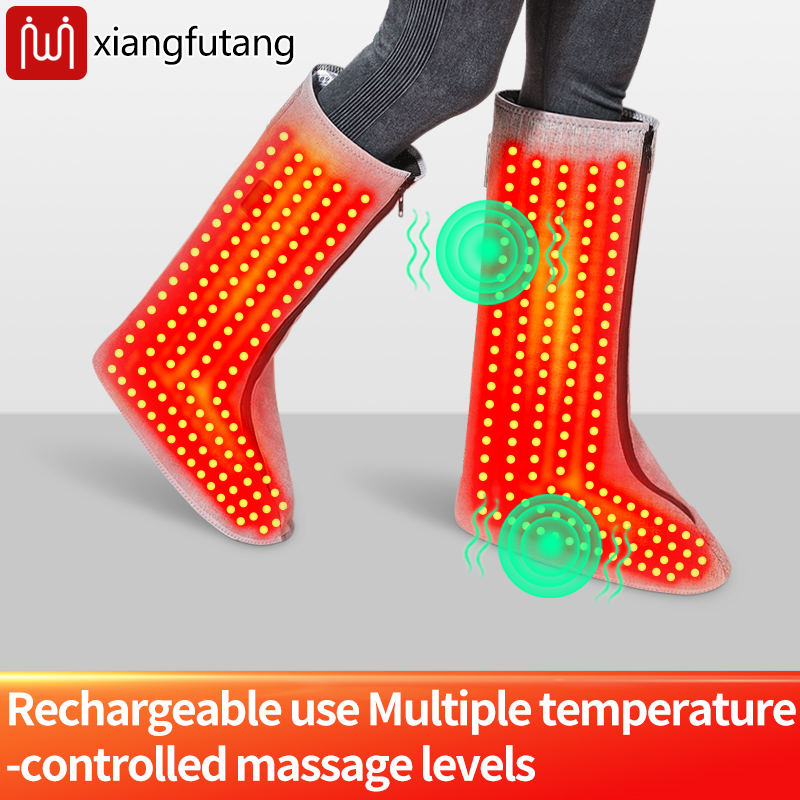 Red Light Heated Wrap Leg Boots/Stiff Toes/Varicose Veins/Boosts Blood Flow/Foot Massager with Adjustable Tightness/Home Use