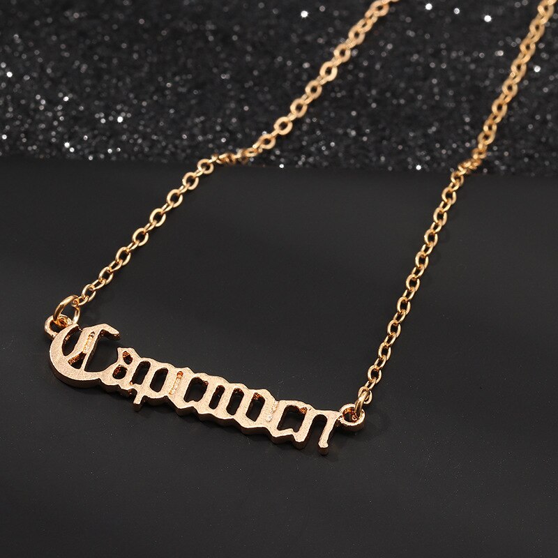 Zodiac Alphabet Necklace Creativity European Girls Twelve Constellation Alloy English Letter Necklaces Jewelry For Women: NZ1526Capricorn