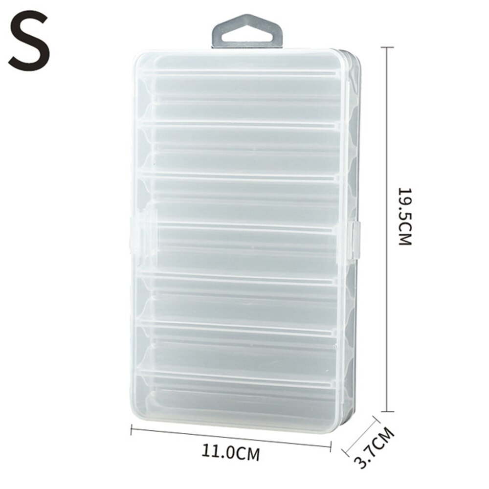 Plastic Fishing Lure Box Double Sided Minnow Bait Lures Boxes Container Fishing Tackle Accessories Storage Box: S white