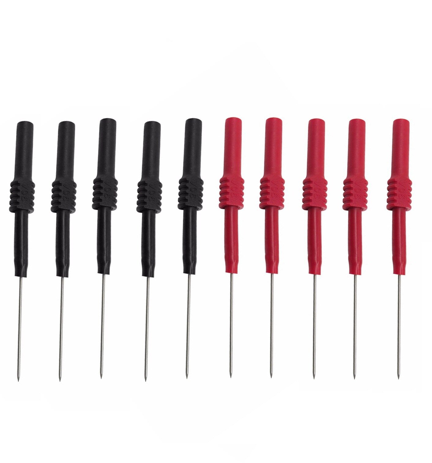 Cleqee P5009 10 Stuks Zachte Pvc Isolatie Piercing Naald Niet-destructieve Multimeter Test Probes Rood/Zwart: 10pcs