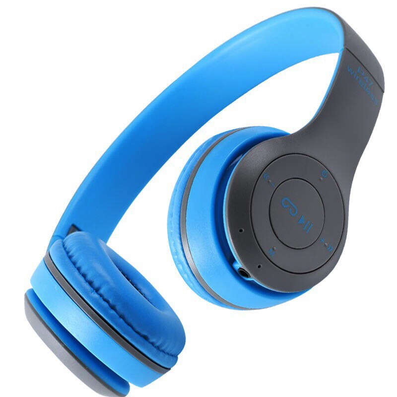 Hoofdtelefoon Draadloze 5.0 Bluetooth Hoofdtelefoon Headset Muziek Stereo Helmen Headset Gaming Opvouwbaar Voor Telefoon Pc Tablet: Blauw