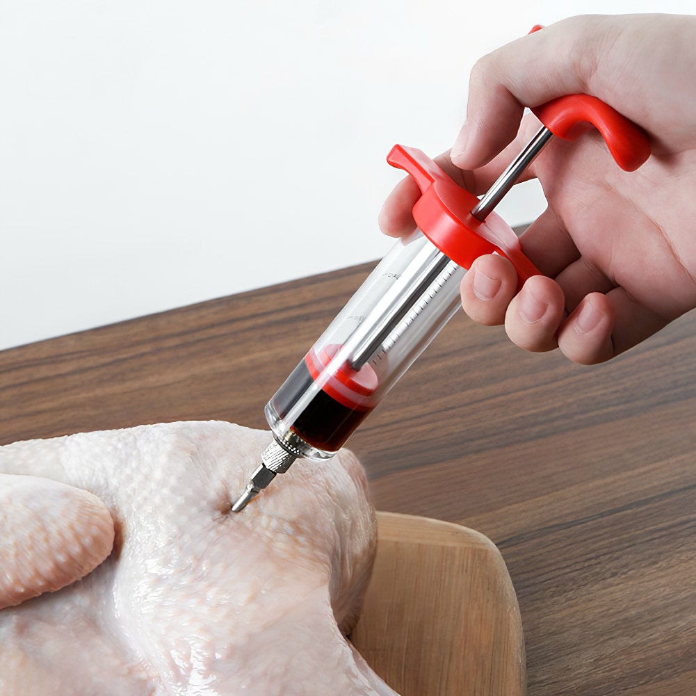 Vlees Injector Plastic Marinade Gebeitst Turkije Saus Injector Handmatige Spuit Keuken Kruiden Injector Voor Grill Keuken Tool