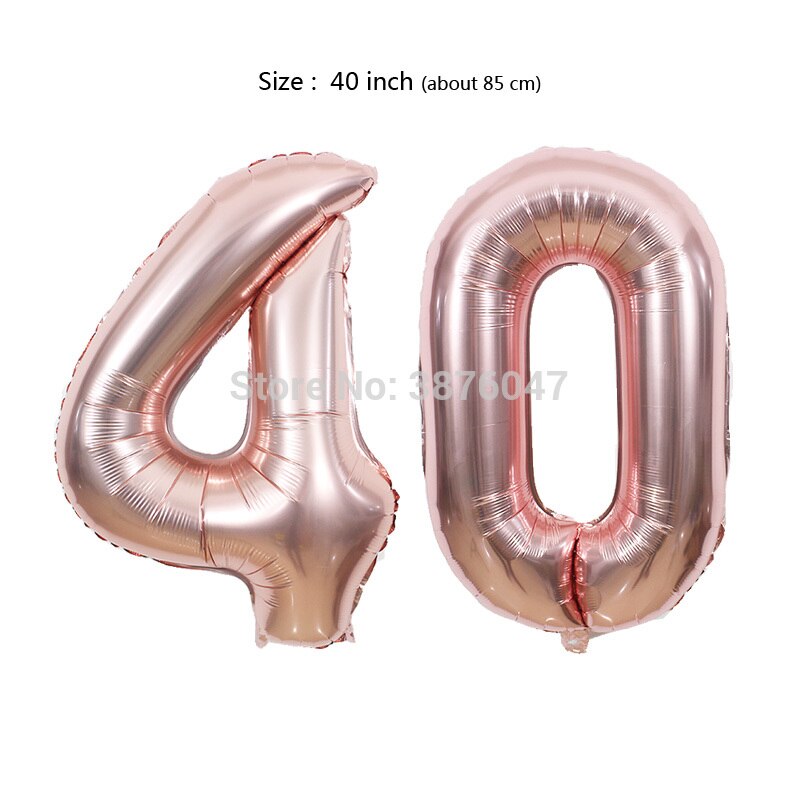 40inch 40 41 42 43 44 45 balloon rose gold silver anniversary party decoration 40th 41st 42nd 43rd 44th 45th birthday balloons: RoseGold-40