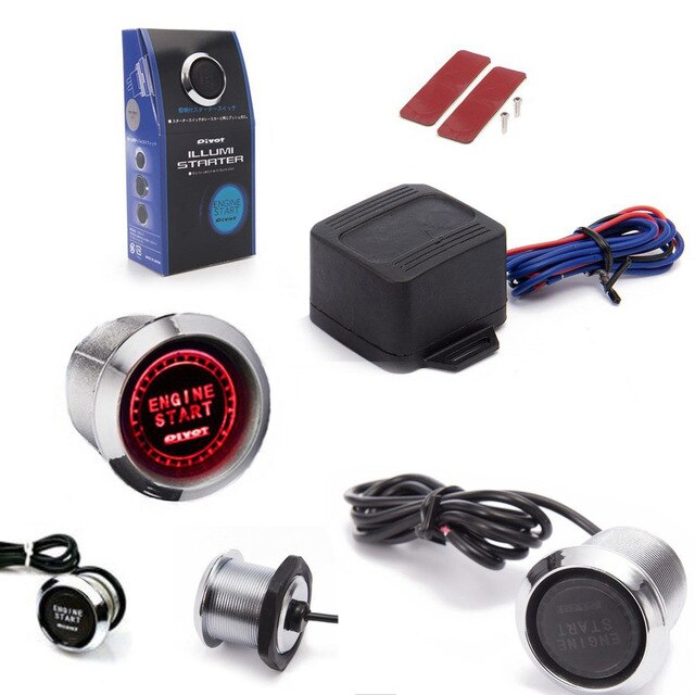 12V Car Engine Start Button Ignition Switch Starter Ignition Start Button Car Engine Start Push Button Keyless Start System: Red