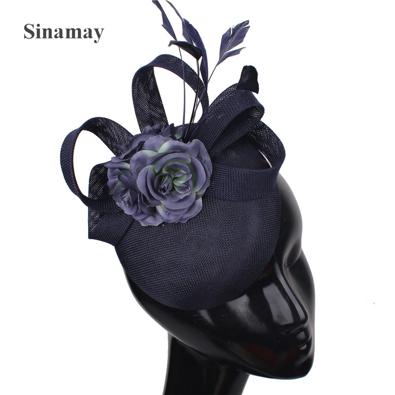 Elegante Damesmode Haar Bruiloft Fascinator Hoed Hoofdband Chique Hoofddeksels Met Hoofdband Fancy Mesh Formele Chapeau Cap