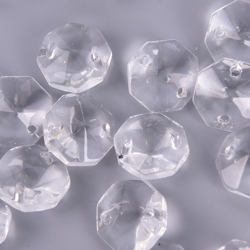 50 Stks/partij Crystal Glas Prisma Achthoekige Kralen 14Mm Hanger Opknoping Decoratie Verlichting Accessoires