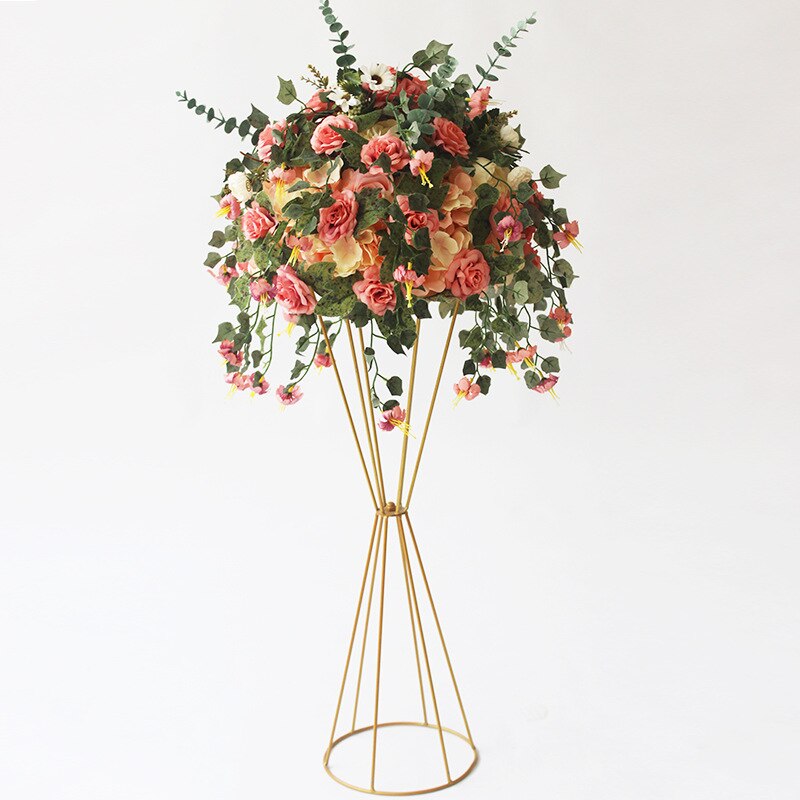 Brugerdefinerede 38cm silke rose kunstige blomster kugle centerpieces arrangement indretning vej bly til bryllup bagtæppe bord blomst bold: Champagne