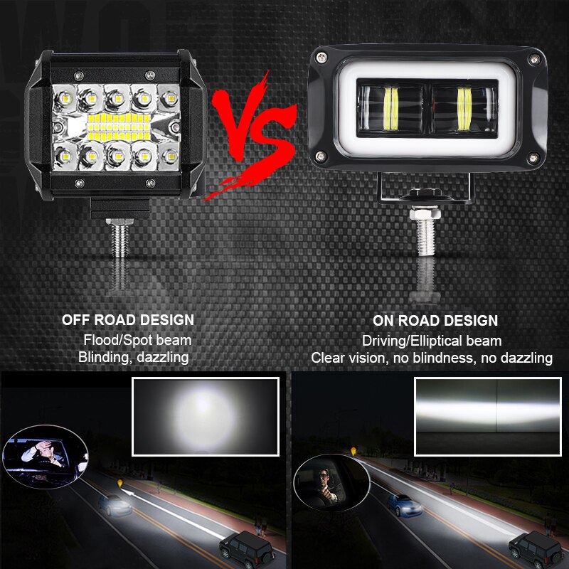8D Lens 4 Inch Led Rijden Licht Angel Eye 2000LM 20W 6000K Led Verlichting Dagrijverlichting fit Voor Offroad Suv Boot