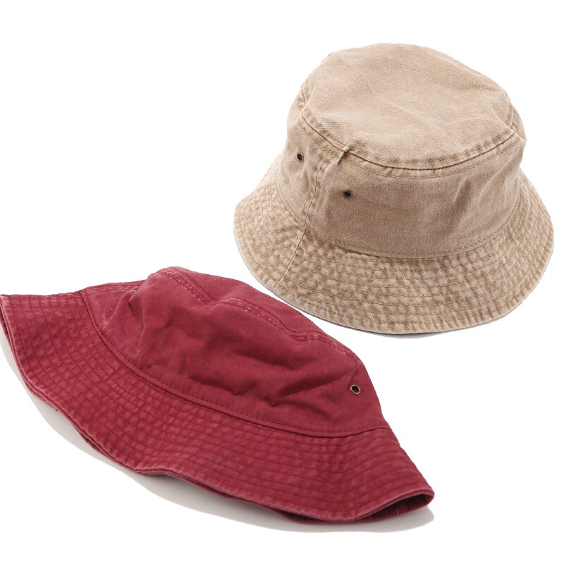Soild Bucket Hat Unisex Fisherman Hat Old Material Hiking Hat Women Ourdoor Cap Foldable Chapeau Men
