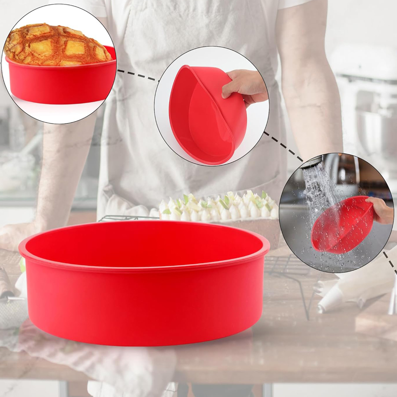 2Pcs Silikon Kuchen Form 6/8 Zoll Kuchen Dosen Antihaft Kuchen Gebäck Mousse Brot Backform Kuchen Pfannen backblech Backen Zubehör