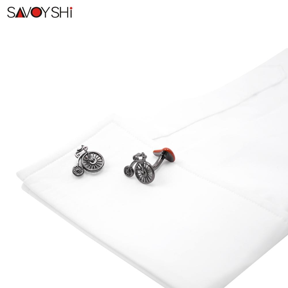 SAVOYSHI Bicycle Cufflinks for Mens Shirt Cuff buttons Novelty Brown Enamel Cuff links Brand Jewelry