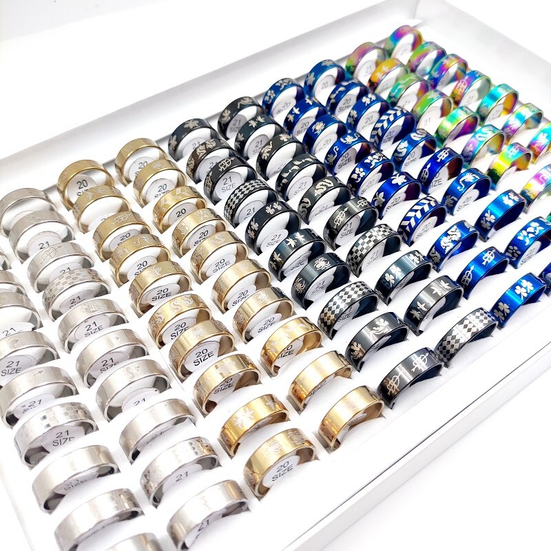 anelli donna anello uomo anelli uomo set anelli 20 pezzi / lotto di anelli rotanti a doppio strato in acciaio inossidabile multicolore per uomini e donne anelli di ansia da decompressione gioielli regali per feste
