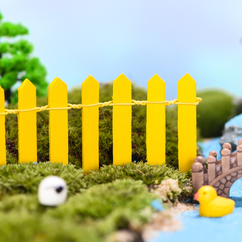 Kleine Zaun Handwerk Micro Landschaft Farbe Holz Bonsai Sukkulenten Mini Zaun Dekoration Garten Environmentaly Schutz: YELLOW