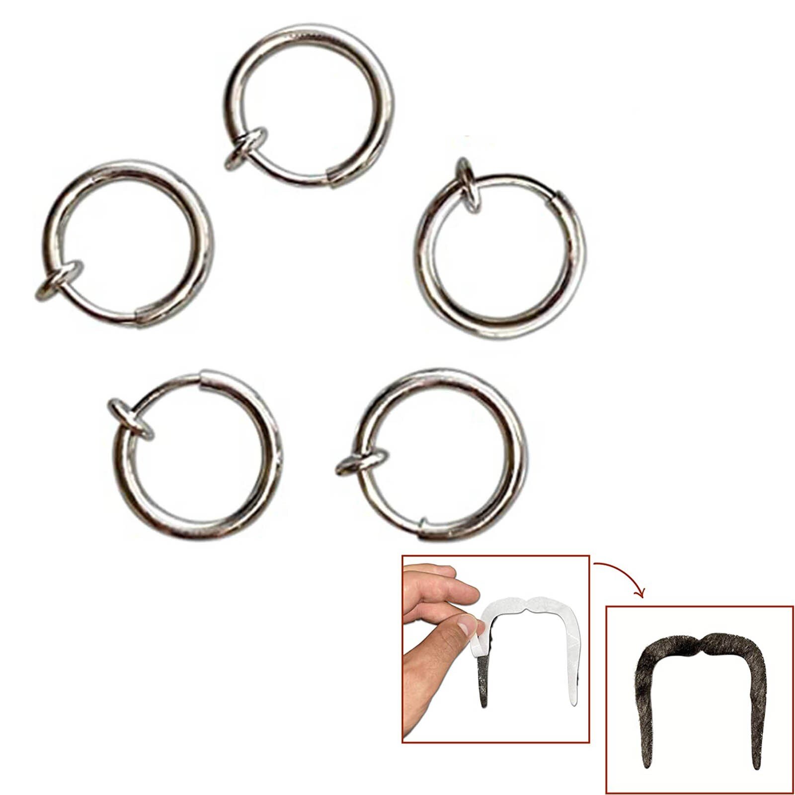 Sombrero con peluca + pendientes + barba + set y , peluca rubia con sombrero, pendientes de clip y barba, 1 unidad