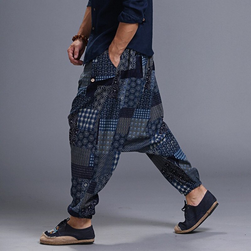 Hip Hop Japanese Streetwar Cotton Linen Harem Pants Men Women Plus Size Wide Leg Trousers Casual Pants Cross-pants