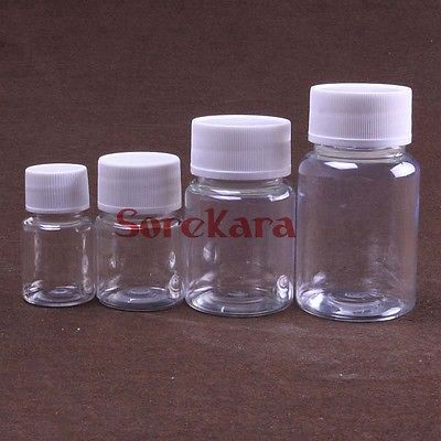 10pcs 50ml Clear plastic Bottle Reagent Bottle Sample Vials Plastic Lid Screw Cap Screw On Cover