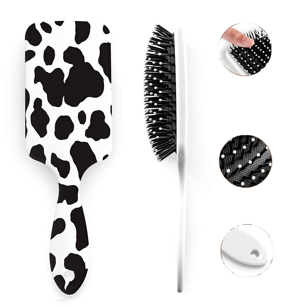 Wzór krowa włosy grzebień masujący skórę głowy antystatyczna prosto kręstożek nylon mokro kręcone szczotka robić rozplątywania włosów szczotka robić włosów salon fryzjerski